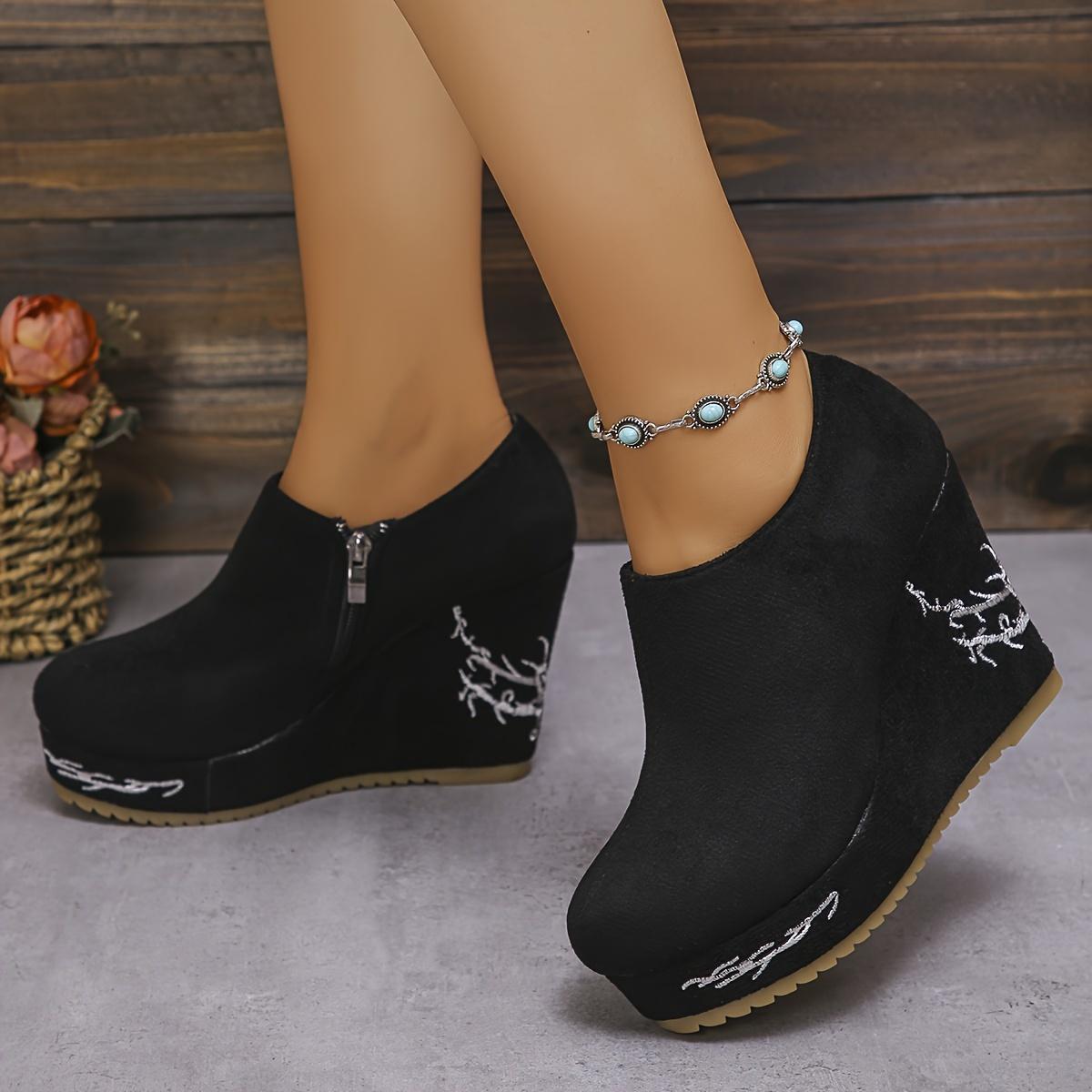 

Женские ботильоны на танкетке 35 чёрный