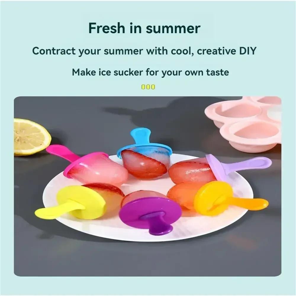 DIY Summer Home Handmade Ice Cream Food Grade Colorful Plastic Covered Ice Cream Mold Used for DIY Ice Cream Sticks Ice Hockey