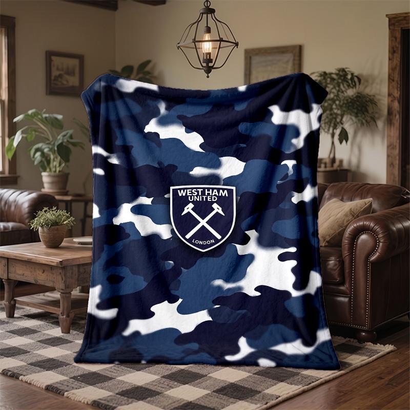 Coperta in Flanella con Stampa West Ham United Calcio Morbida Calda Coperta da Divano Letto per Casa Ufficio Camera da Letto