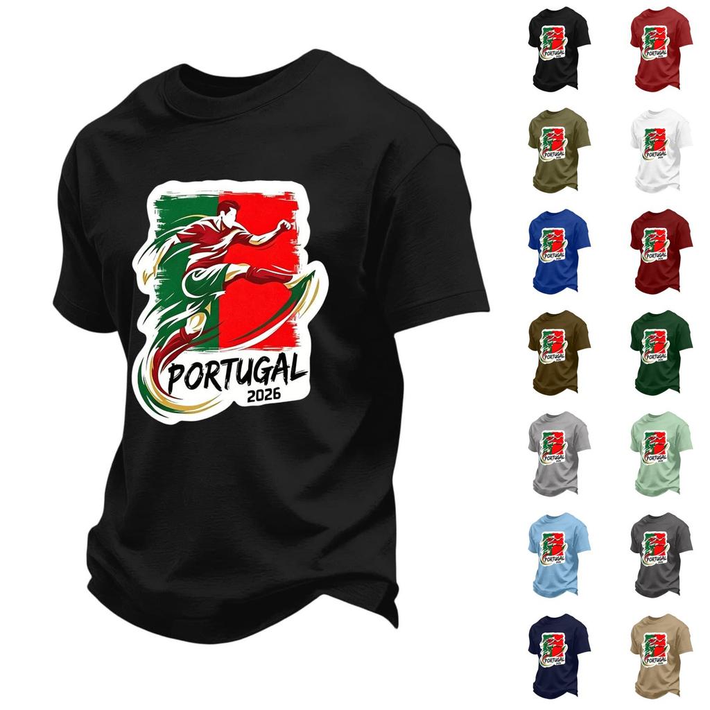 Men's Short Sleeve Crew Neck T-Shirt Soccer Graphic Print Casual Fit Lightweight Soft Fabric Comfortable Wear