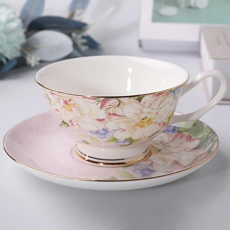 English British Afternoon Tea Cup  Premium Coffee Cups and Plates Home Office Cafe Ceramic Coffee Mug Bone Porcelain Cup