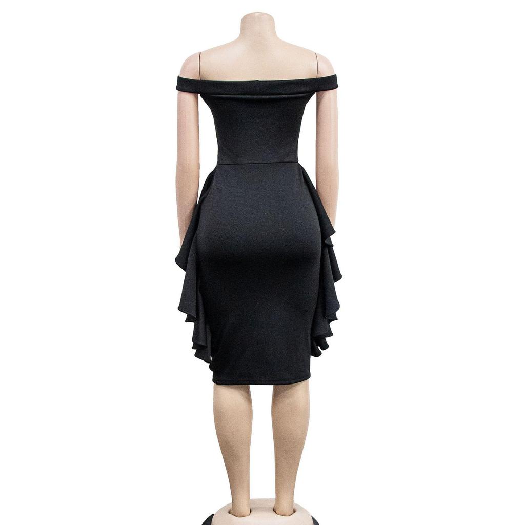 X6293 Fashion Women's Solid Color Sleeveless Ruffle Short Dress