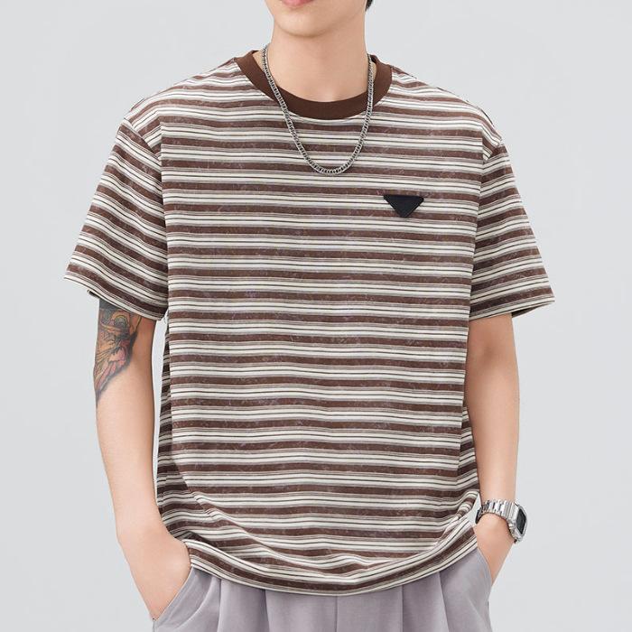 

Мужская новая летняя свободная футболка с круглым вырезом и короткими рукавами, тонкая футболка с принтом 4XL коричневый