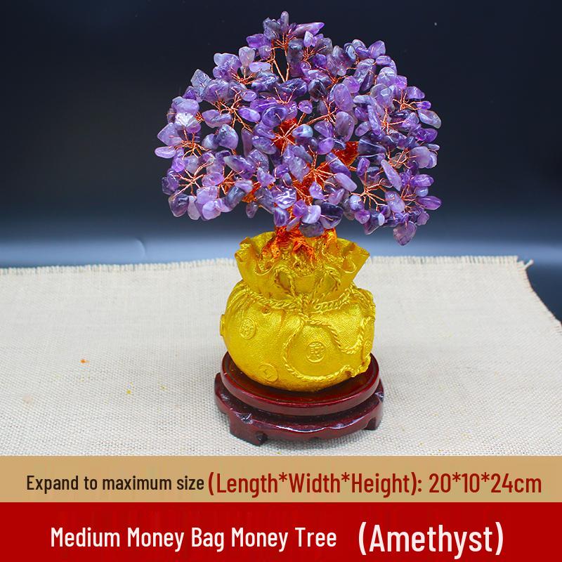 Amethyst Money Tree Ornament: Purple Wealth-Attracting Home Decor Gift