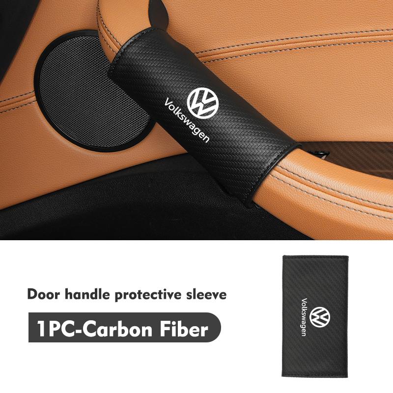 RUN1 Car Door Inner Handle Protector Armrest Handle Decor Cover For Volkswagen VW Scirocco Passat Polo B5 B6 B7 CC Tiguan Sharan