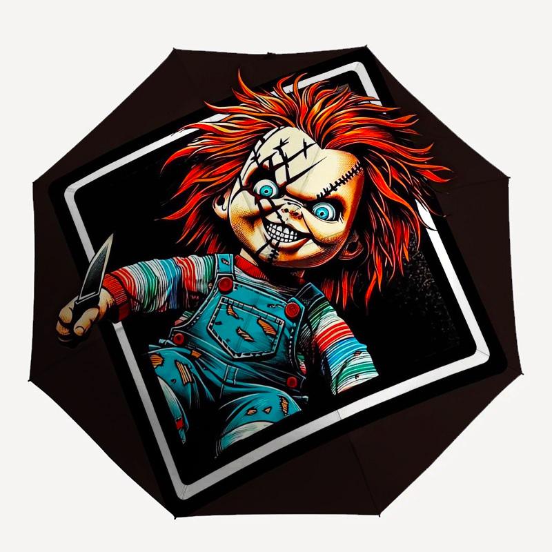 1pz Ombrello Bambola Horror Chucky con Manico in Plastica, Adatto a Tutte le Stagioni Casa Viaggio Ombrello da EsternoM1388