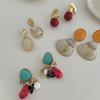 SHIXIN 4 Styles Vintage Acrylic Geometric Pendant Earrings for Women 2026 Fashion Irregular Resin Drop Earrings New Year Jewelry