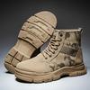 Camouflage Canvas Martin Boots Men's High-top Autumn and Winter Tooling Rhubarb Boots Medium-top Men's Shoes Western Cowboy Boots