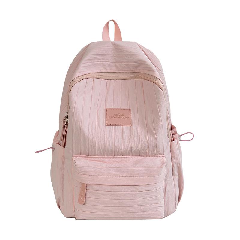 Schoolbagins Wind Simple Backpack Large Capacity Junior High School Girls High School College Students School Bag Travel Lightweight Small Backpack