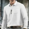 European and American Autumn Men's Long-sleeved Loose Top Lapel T-shirt