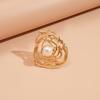 Imitation Pearl Irregular Hollow Round Open Ring Personalized Jewelry