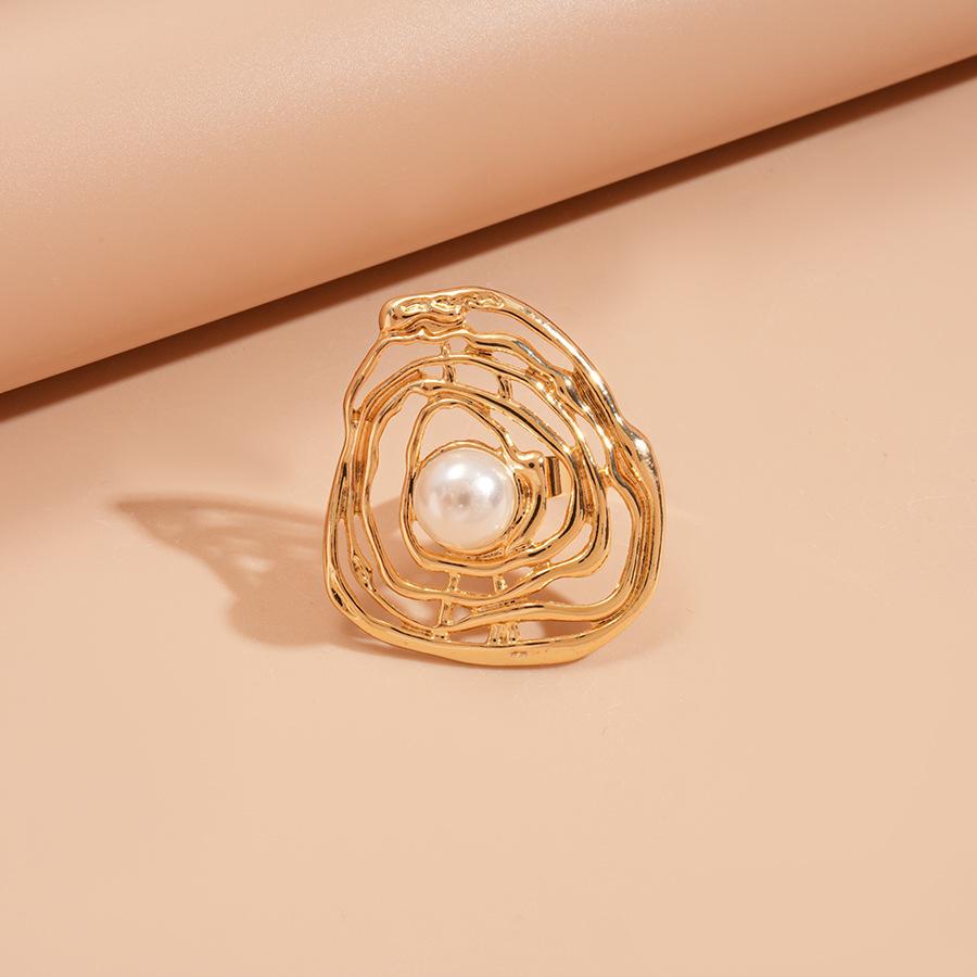 Кольцо с искусственным жемчугом, неправильной формы, полое, круглое, открытое, персонализированные украшения