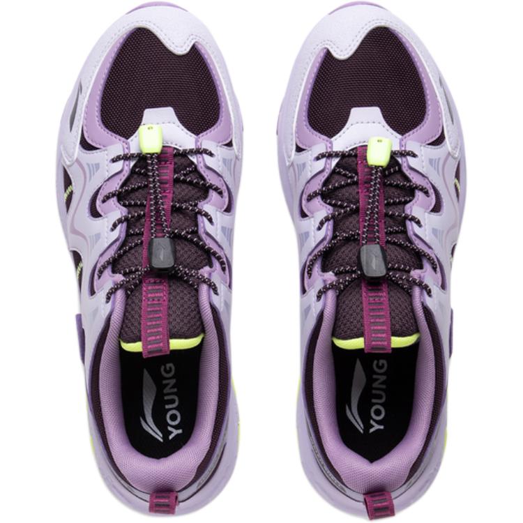 Li Ning Kids Comfortable Versatile Running Shoes Kids Sneakers Night-Purple Sea-Salt-Purple Misty-Gray-Purple YKFV152-2