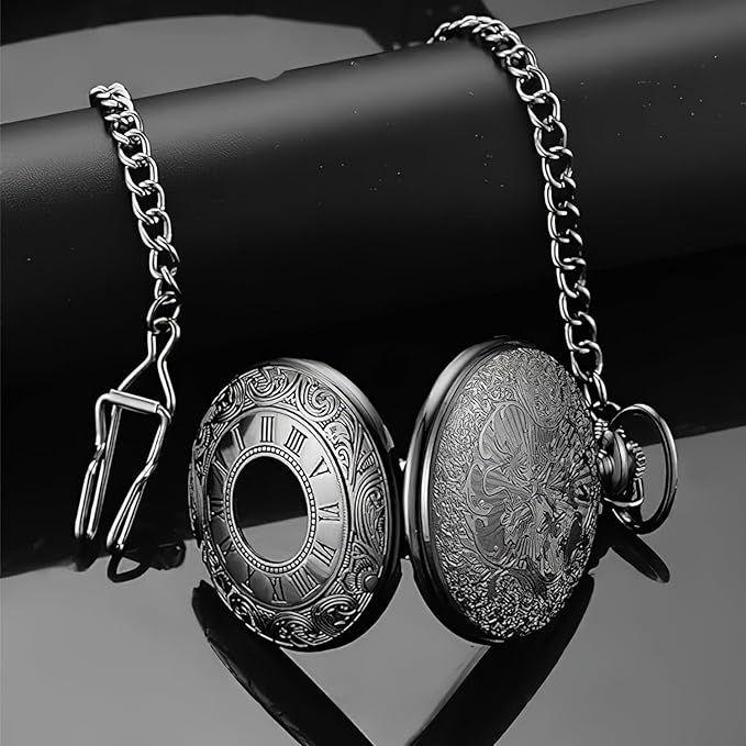 TecoKart® Roman Pocket Watch for Men – Vintage Retro Pocket Clock with Chain, Antique Watch for Men
