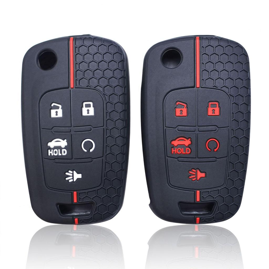 Chevrolet-Silikon-Schutzhülle für Autoschlüssel – länderübergreifend kompatibel, faltbares Design, 5 Tasten.