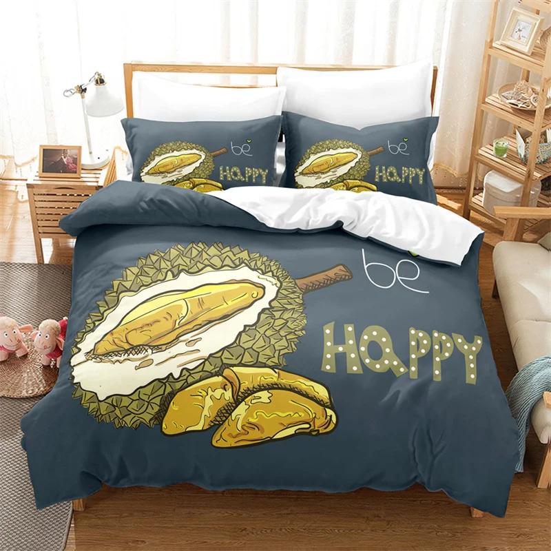 Cartoon Fruit Duvet Cover Tropical Avocado Bedding Set Microfiber Comforter Cover King For Kids Teen Room Decor Birthday Present