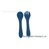 Child's Wooden Handle Silicone Fork & Spoon Set for Learning to Eat
