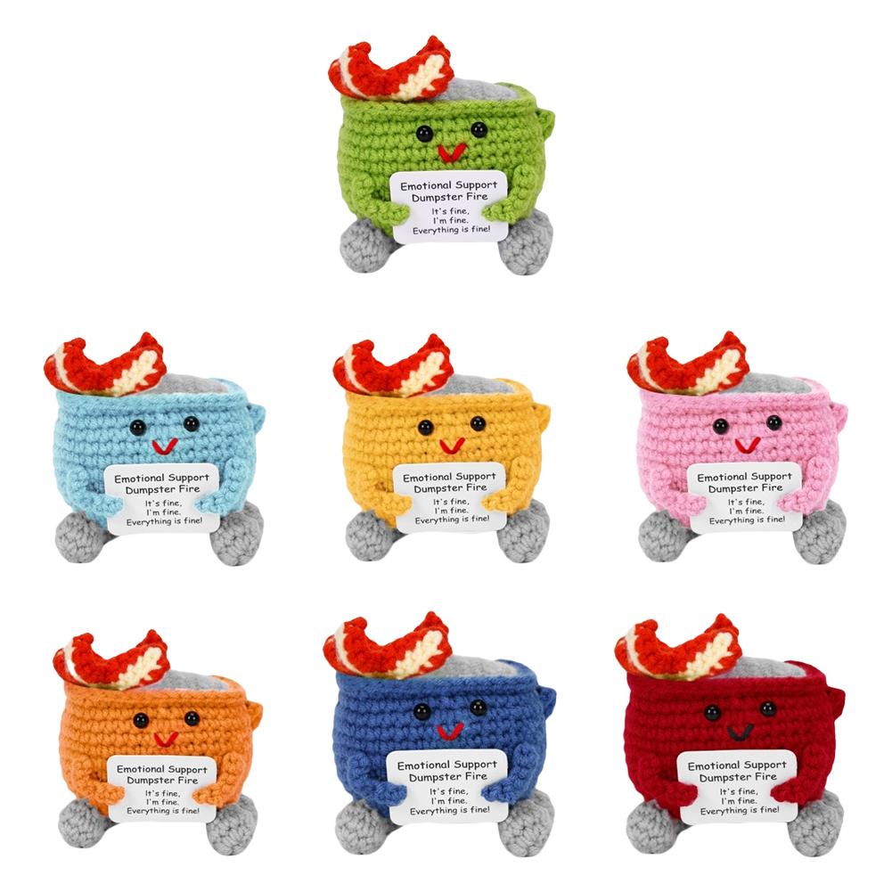 Häkeln Müllcontainer Feuer Niedlich Humorvoll Emotionale Unterstützung Dekoration Geschenk für Zuhause und Büro Fröhliches Accessoire