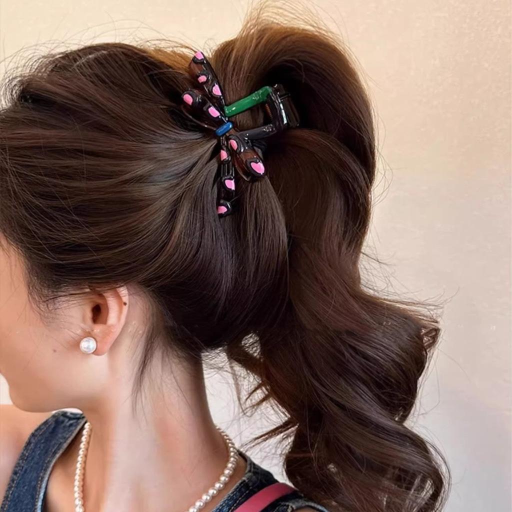 Y2k Bow Hair Claw Clip Oil Dripping Colorful Bowknot Shark Clip New Elegant Cute Sweet Women Hair Accessories