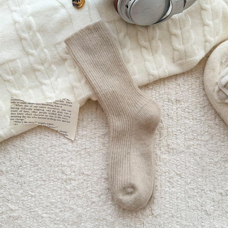 Zhuji Women's Soft Wool Fleece-Lined Socks - Thick, Warm Sleep Socks for Autumn and Winter