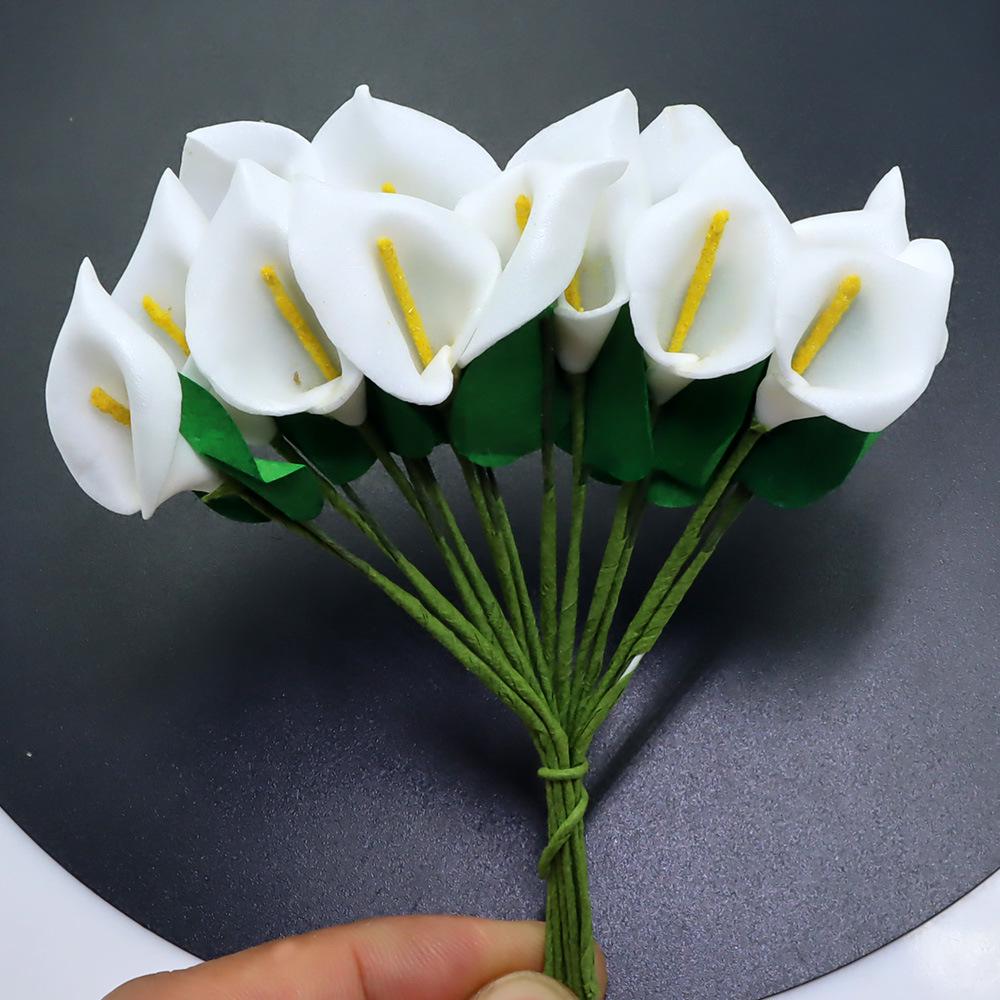 144pcs Mini Calla Lily Foam Flowers for DIY, Wedding, Candy Box Decorations