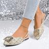 Baotou Sandals Women's New Rhinestone Square Buckle Rear Low Heel Pointed Single Shoes