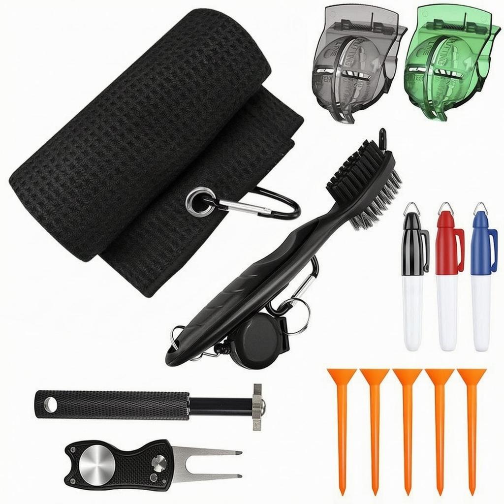 Golf Towel and Brush Set Lightweight Gear Highly Absorbent for Golfers