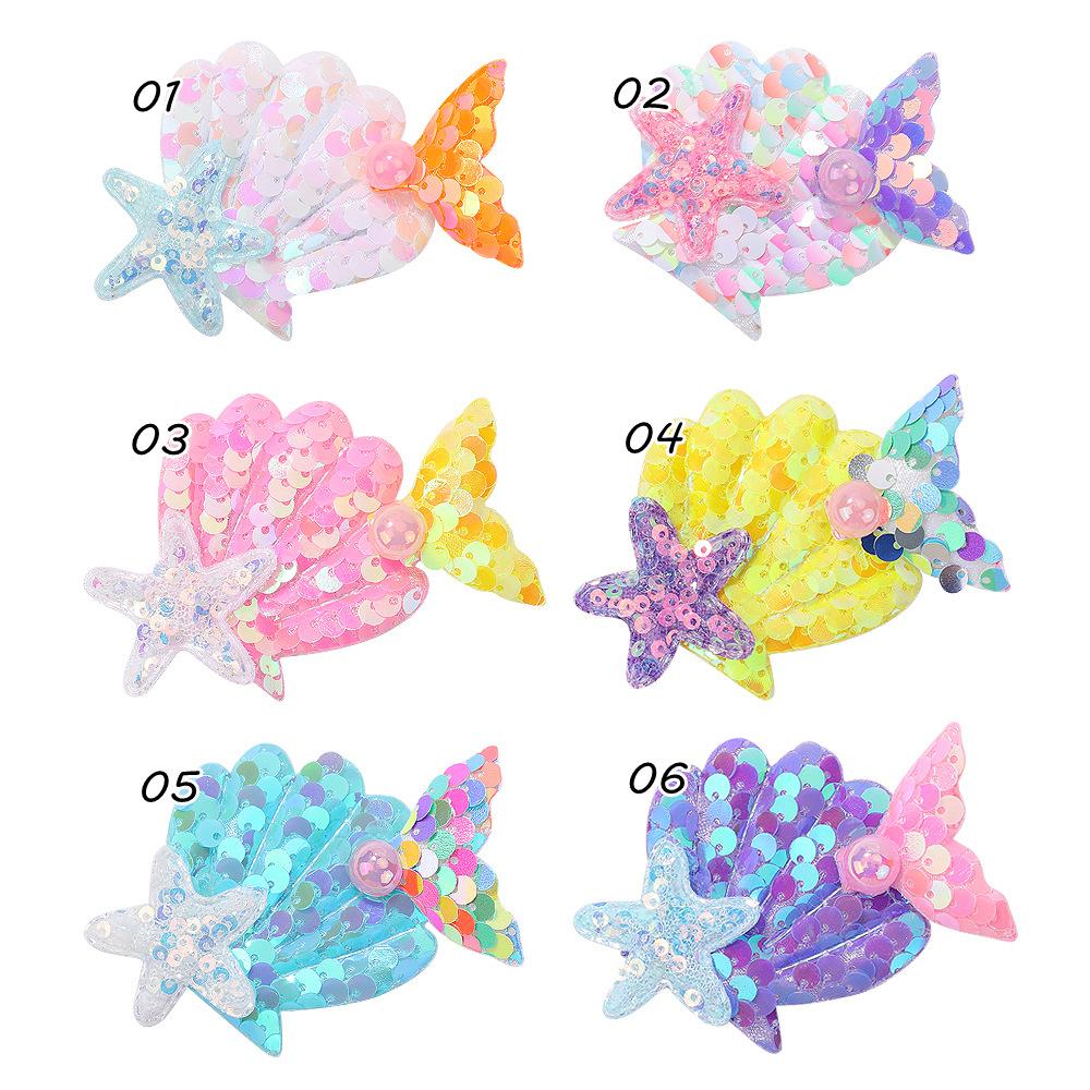 6pcs Shells Pearl Starfish Hair Clips Mermaid Princess  Alligator Hair Clips ofr Girls Birthday Party Christmas Gift