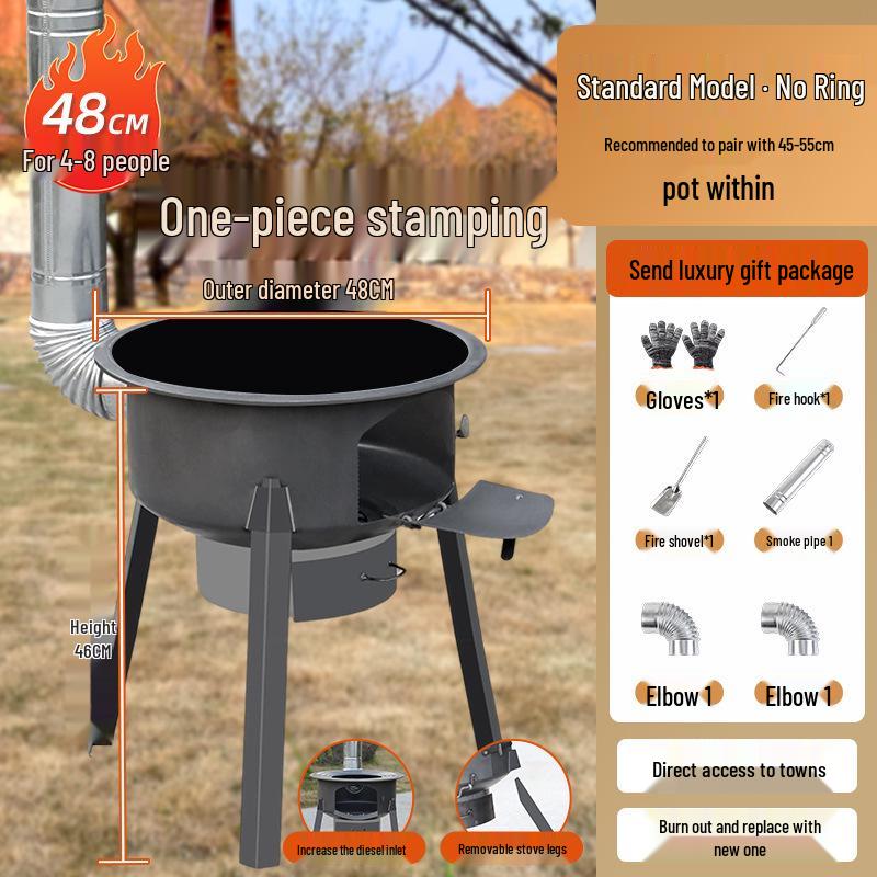 Portable Outdoor Firewood Stove for Camp Cooking and Tea Brewing