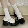 Fashion 2025Cute Gothic Pearl High Heels Women's Shoes Japanese Style Lolita  Jane Round Toe Ladies Pumps Kawaii On
