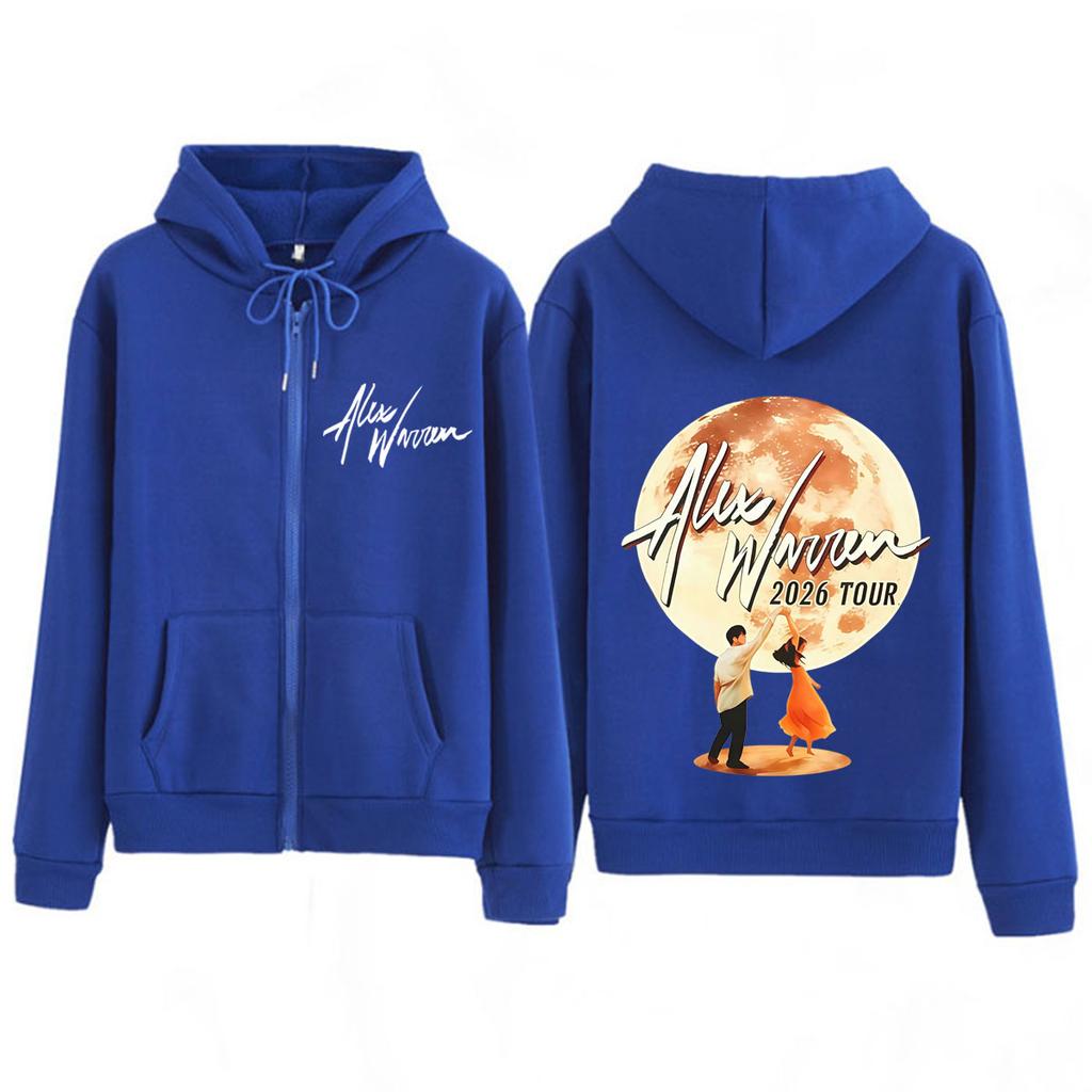 Alex Warren Tour Potisk Mikina na zip Pánská Dámská Módní Mikiny Zimní Volná Ležérní Vintage Zipová Bunda Streetwear