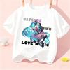 T-shirt Manches Courtes Enfant Hatsune Miku Thème Anime Imprimé Col Rond Hauts Filles Kawaii Été Décontracté Pull Vêtements Mignons pour Enfants