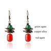 Red Green Stone Earrings For Women Vintage Copper Alloy Flower Earrings Fashion Jewelry Simple Earring Female