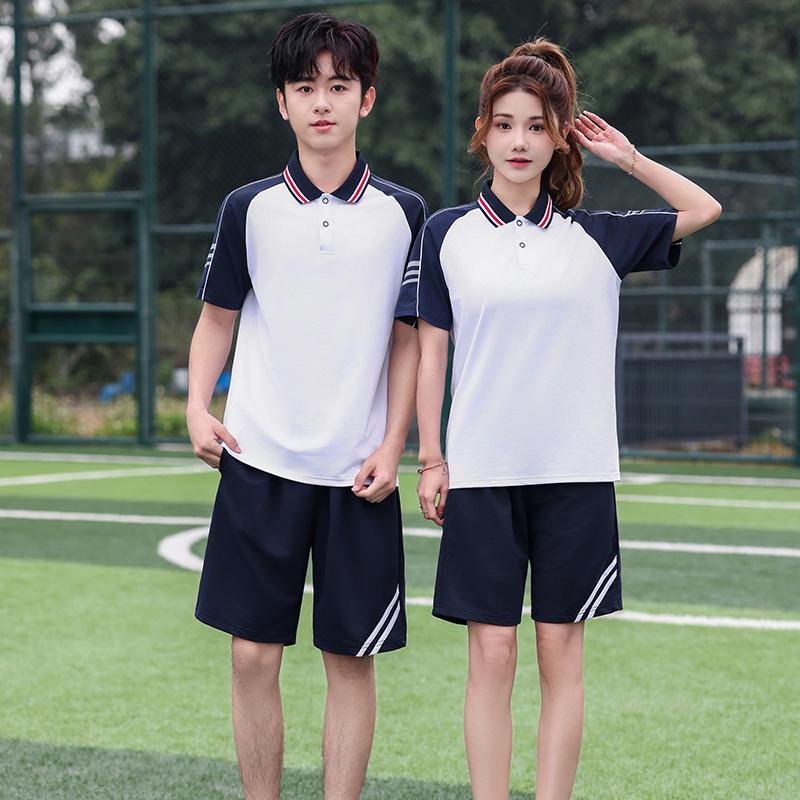 Summer Short-Sleeved Sports School Uniform Set for Students