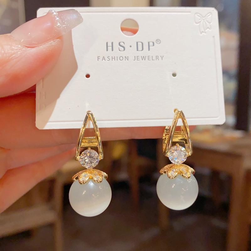 French Exquisite Light Luxury Flash Diamond Pearl Earrings Women's High-end Earrings Niche Earrings