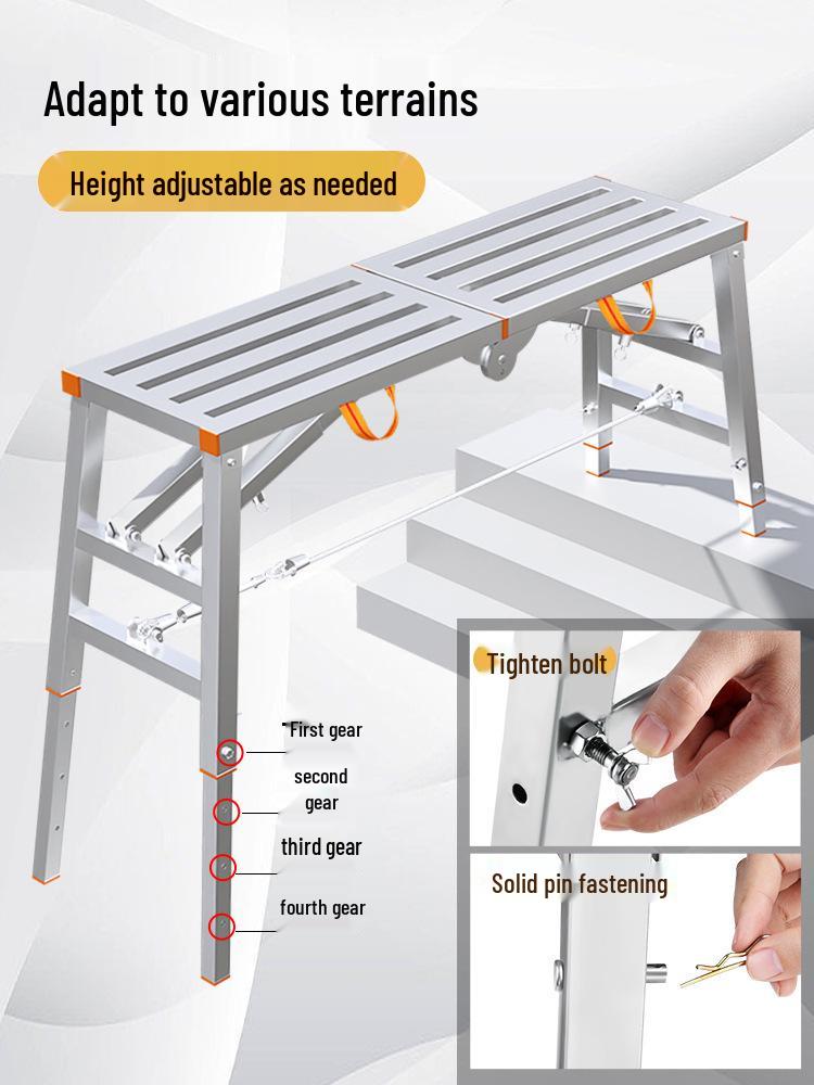Folding Telescopic Thickened Stool with Leveling Function for Engineering or Scaffolding Use