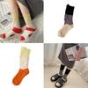 Women Men Ripped Destroyed Crew Socks Harajuku Personality Hollow-Out Holes Tassel Colorblock Cotton Calf High Socks