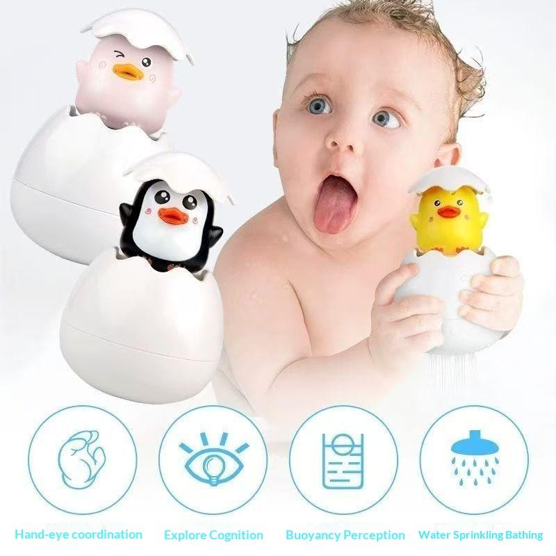 Cartoon Egg Shell Sprinkler Bath Toy Cute Animal Water Spray Play Toy Plastic Bathtub Game Toy For Baby Kids Shower Pool Time