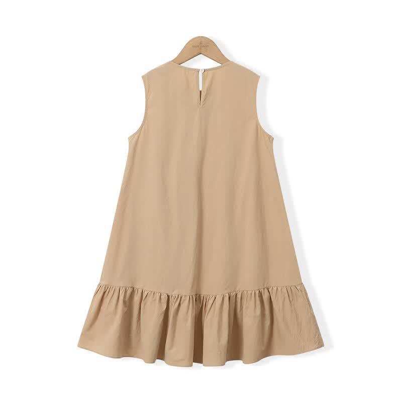 Montagut Girls' Summer Solid Color Cotton Vest Dress