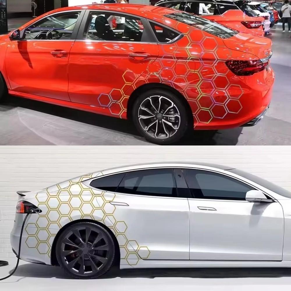 10Pcs Set 3D Honeycomb Car Sticker Vinyl Material Body Decor Sticker for Headlamp Decoration