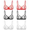 Sujetador Balconette Transparente para Mujer S-5XL con Aros Push Up con Brillantes Pedrería Recorte con Anilla en O