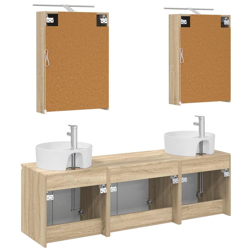 Bathroom Cabinet Set 5 pcs Sonoma Oak Wood Based Material
