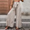 Damen High Waist Schnürung Locker Fließende Strandhose Mode Retro Böhmisch Floral Print Weitbeinige Hose