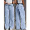 Plus Size Women's Wide-Leg Light Wash Denim Jeans - European & American Style