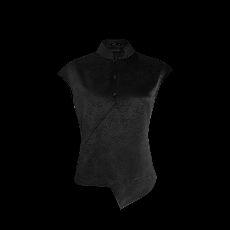 HECO Blooming Fragrance New Chinese Style Summer Jacquard Acetate Stand-Collar Shirt