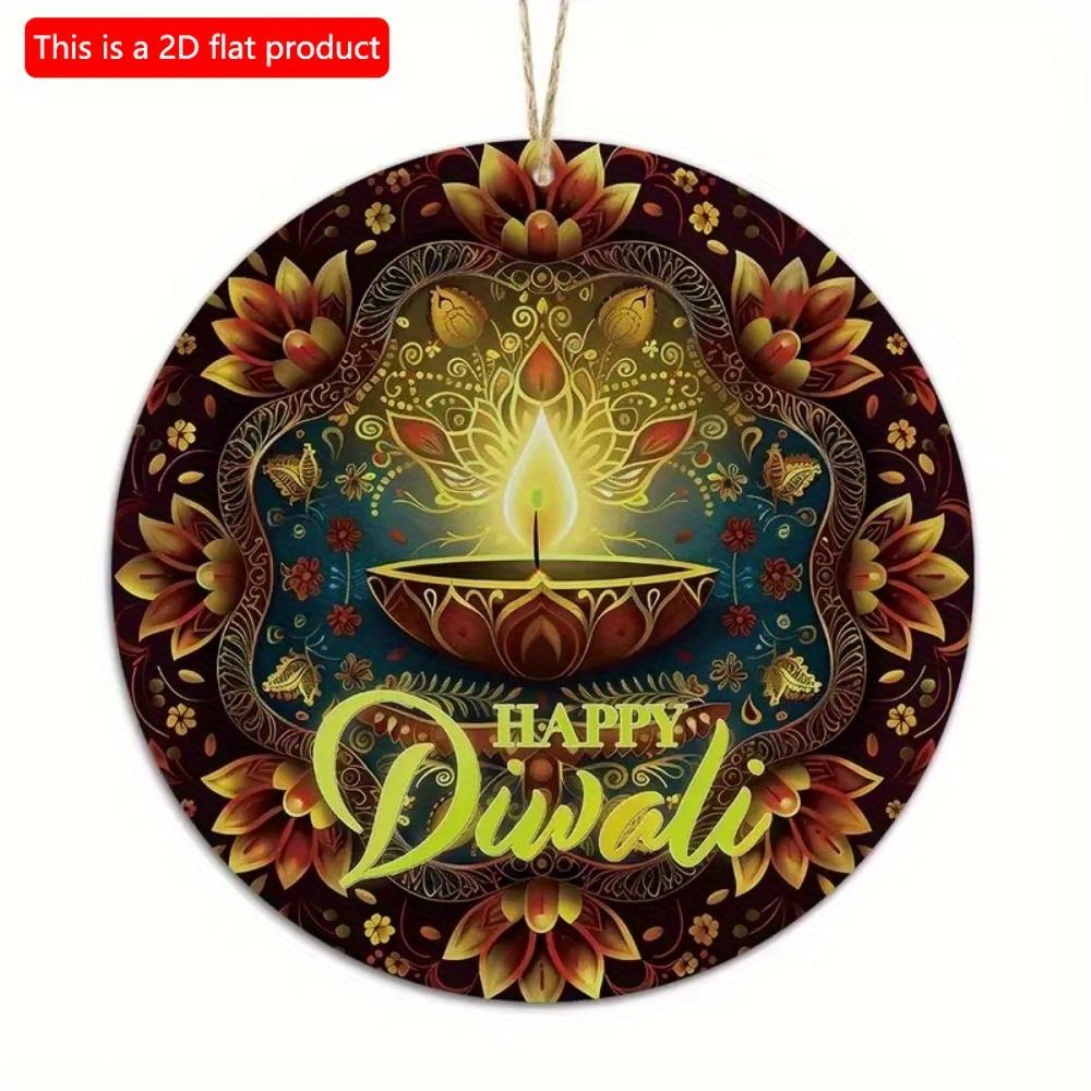 1pc 2d Flat Joyful Festival Circular Wooden Signs - 20cm: Kwanzaa, Diwali, Family Independence Day, Farmhouse, Bar, Cafe, Porch Decoration, Gifts