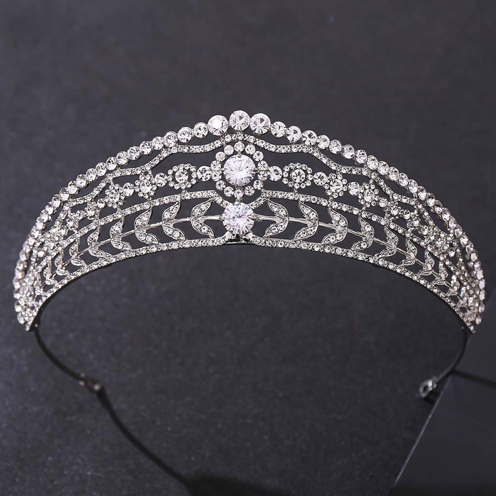 Crystal Zirconia Tiara - Luxury Wedding Crown for Bride Queen Princess