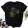 New Fashion Golden Rose Print Ladies T-shirt Harajuku Casual Round Neck Top