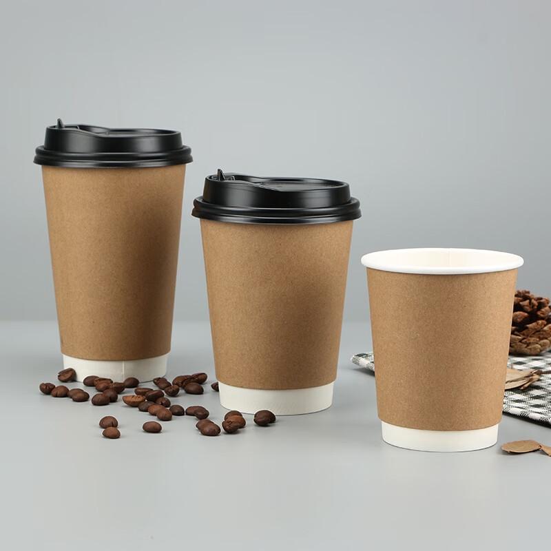 Disposable Kraft Paper Hot Drink Cups with Lids