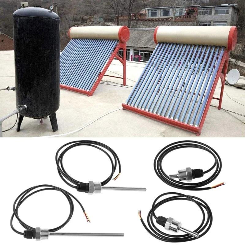 DS18B20 Digital Temperature Sensor with G1/2" Thread Probe Diameter 8mm PVC 3-Core Wire SUS304 Stainless Steel Shell L30-200mm